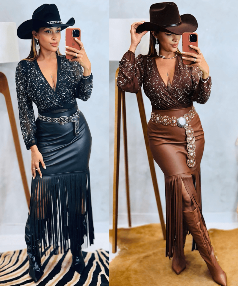 Saia Midi Country Franja