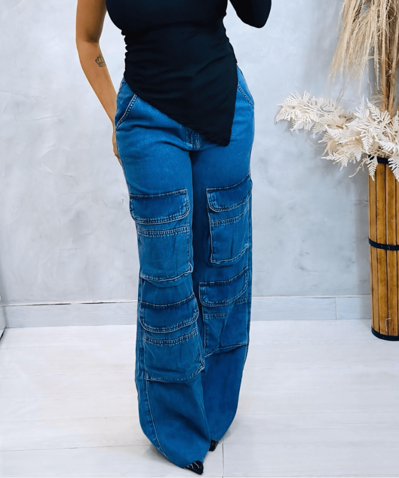 Wide Leg Cargo Feminina