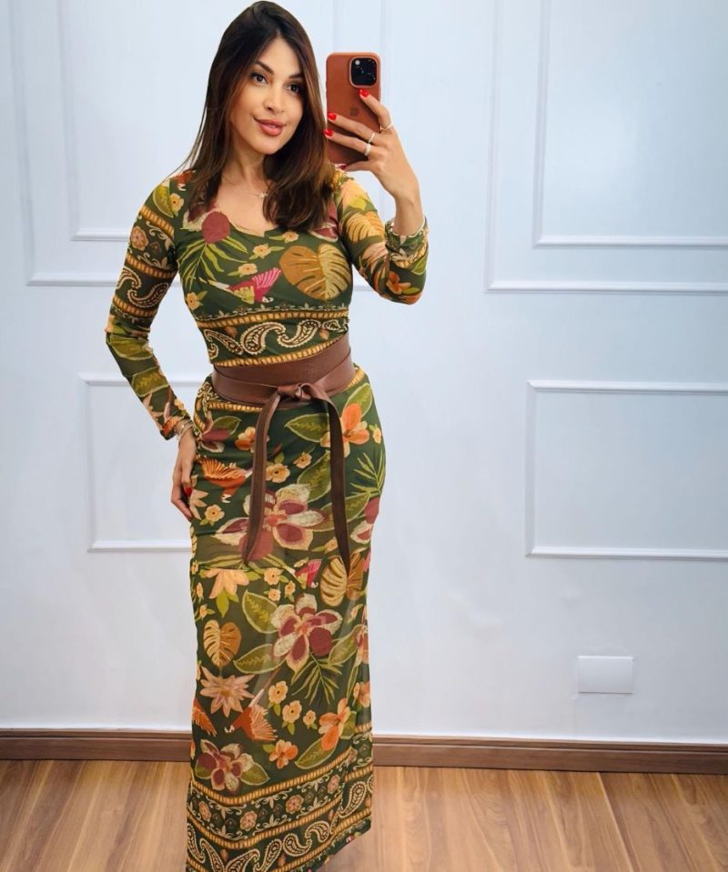 Vestido Longo Tule Estampado