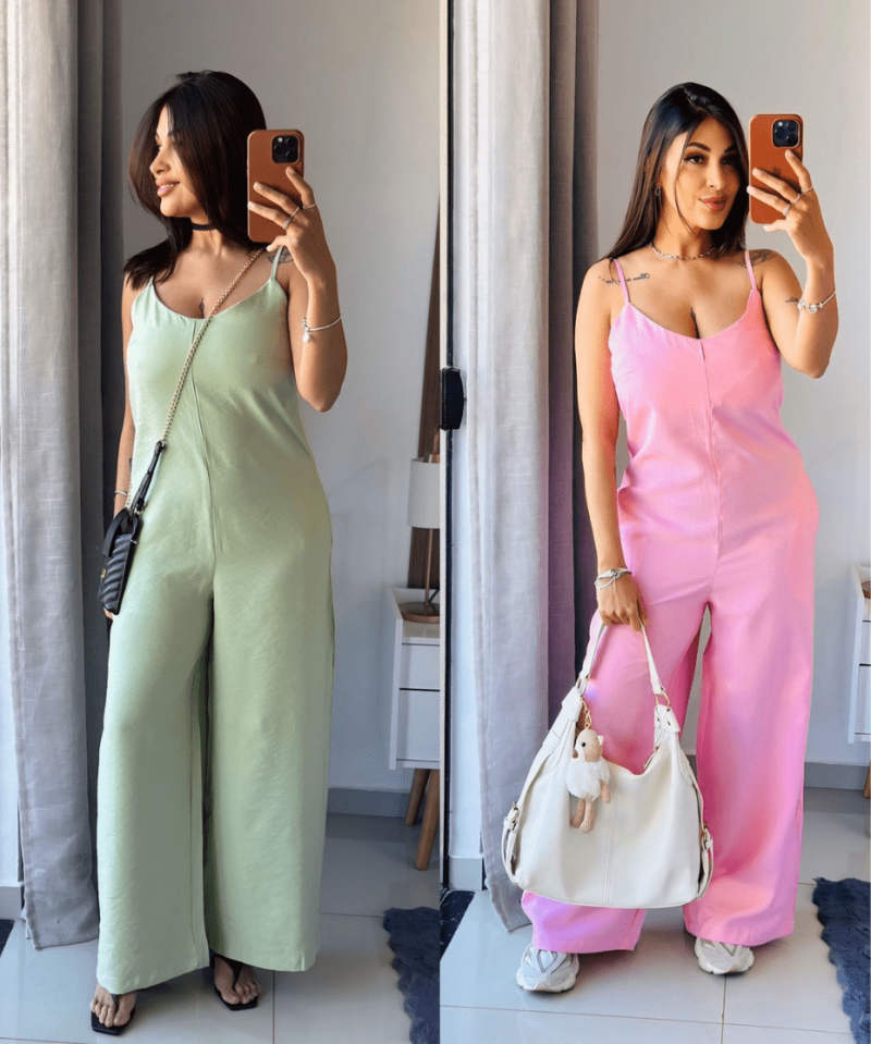 Macacão Pantalona com Alças Finas