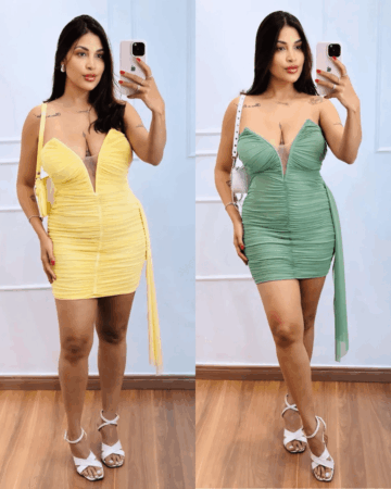 vestidocurto drapeado Vestido Curto Drapeado