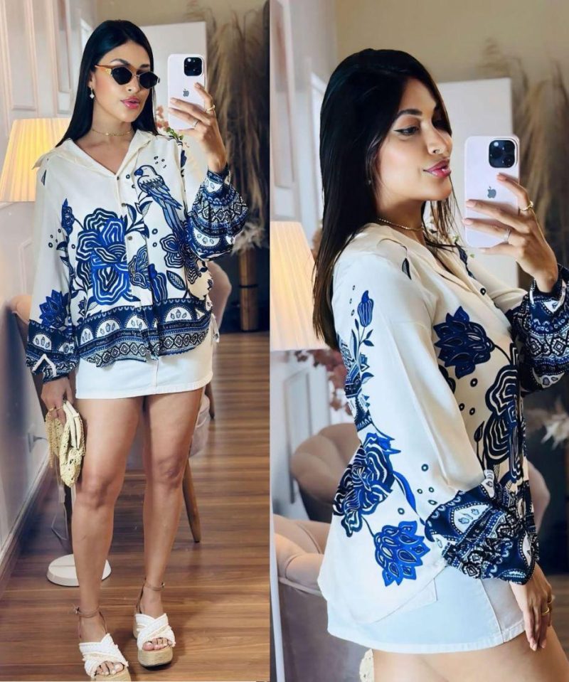 Camisa Estampada Azul Royal Elegance