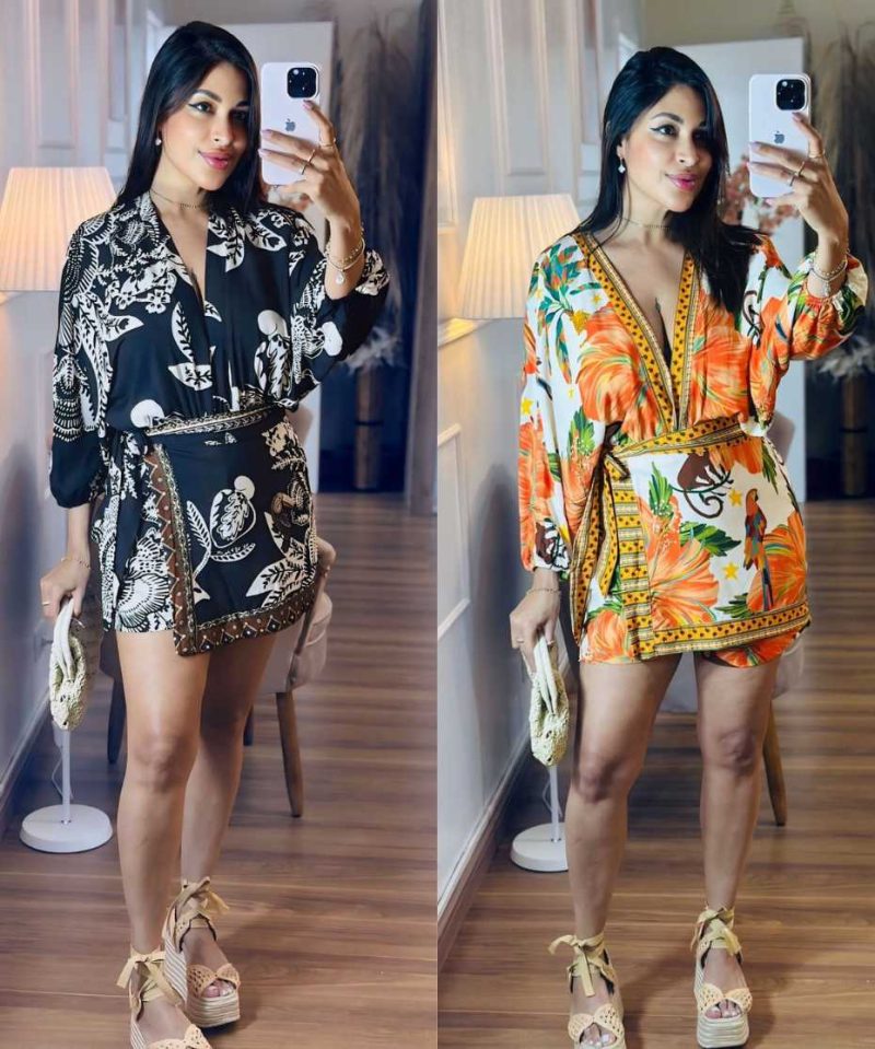 Conjunto Aurora Tropical — Body + Short Saia Inspiração Farm