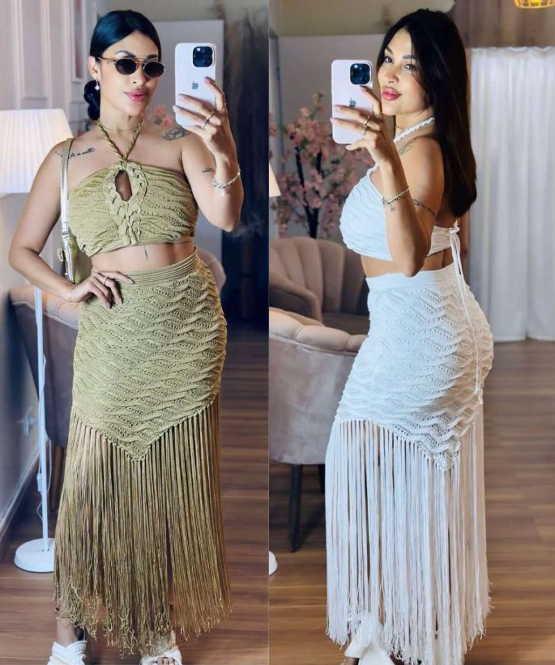 Conjunto com Franjas – Top e Saia Longa