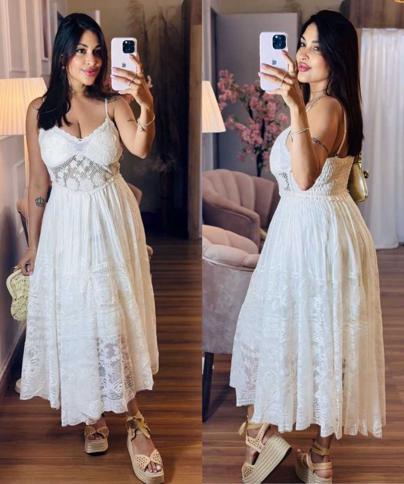 Vestido Encanto de Renda Off White – Romance e Leveza