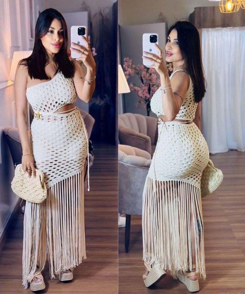 Vestido com Franjas estrela
