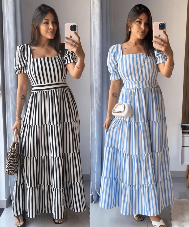 Vestido Longo Listrado Juliete