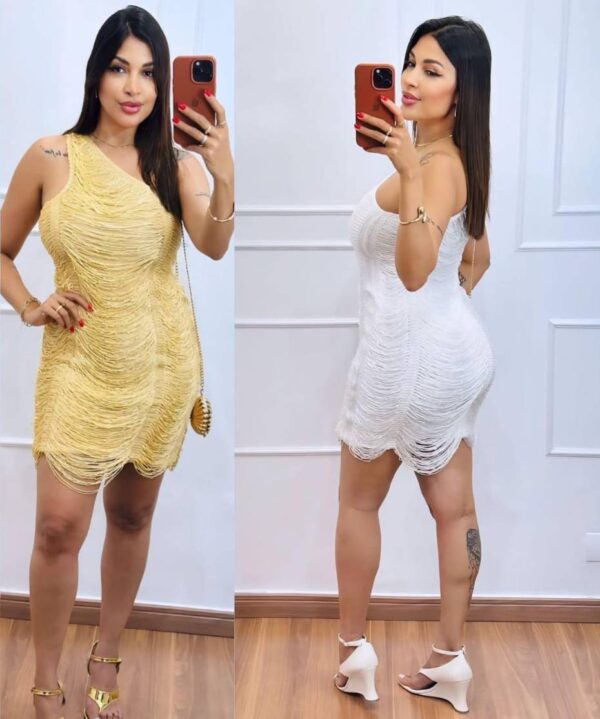 vestido curto franja (1) Vestido Curto Franja