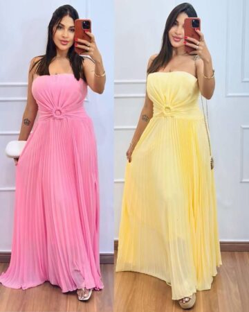 Vestido Longo Plissado