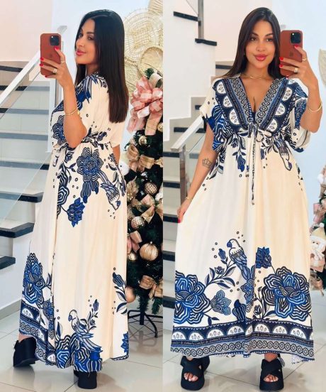 Vestido Longo Estampado Azul (36 ao 44)
