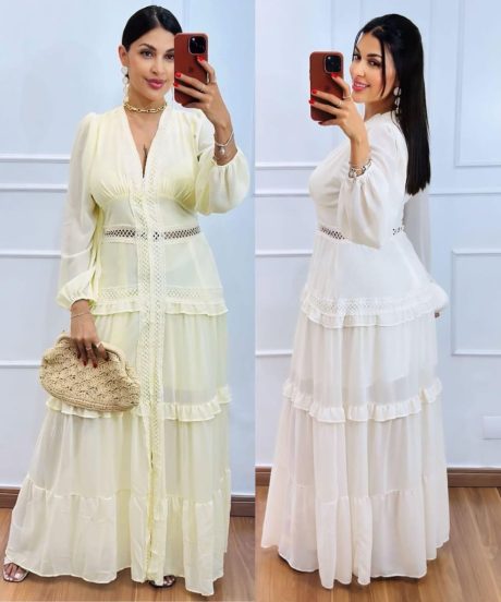 Vestido Longo Romântico Renda