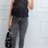 calça skine- Calça Skinny Jeans Feminina Estonada com Cintura Alta 2026