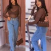 calça-wide-leg-brilho-6 Calça Wide Leg Brilho Jeans clara 100% Algodão com Strass feminina