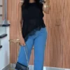 Calça Jeans Wide Leg Feminina com Elastano cintura alta modeladora