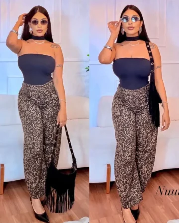 calça jeans ballon onça feminina moderna
