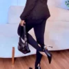 calça legging de pezinho peluciada feminina preta