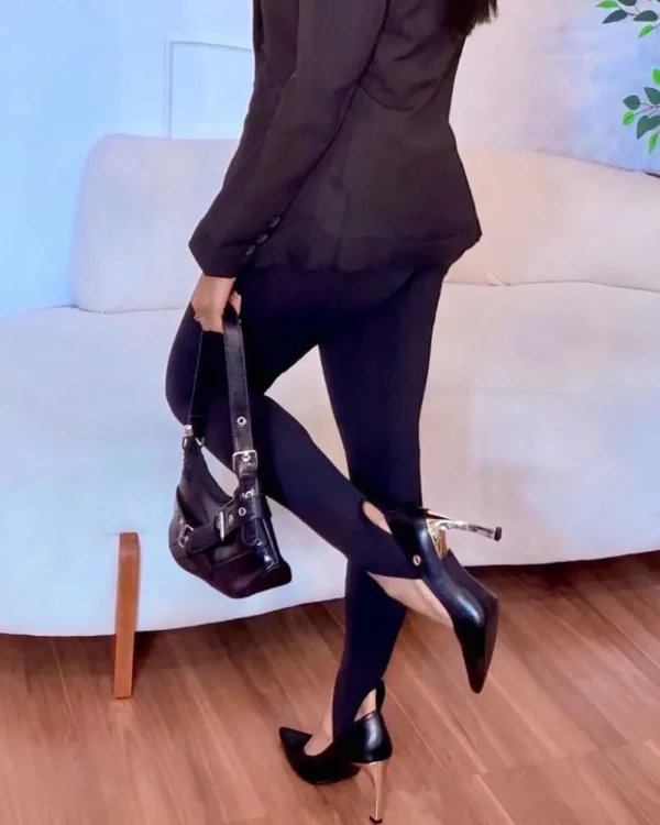 calça legging de pezinho peluciada feminina preta