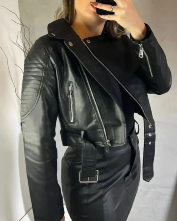 jaqueta-couro-04 jaqueta de couro feminina biker preta ajustada