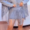 saia jeans franjas