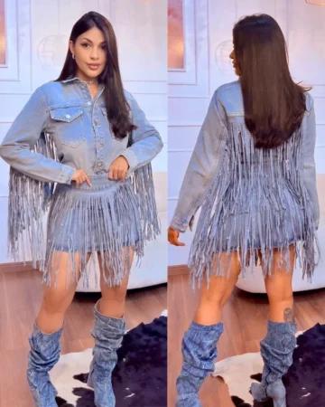 Saia Jeans Franjas Western