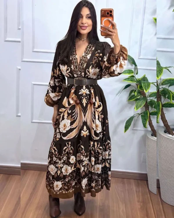 Vestido Longo Floral Elegante