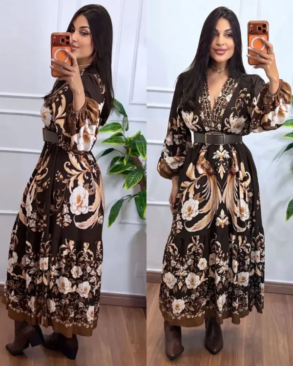 Vestido Longo Floral Elegante