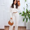 Blusa Tricô Babado feminina marrom tamanho único