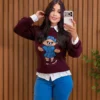 Blusa Tricô Ursinho feminina tamanho único