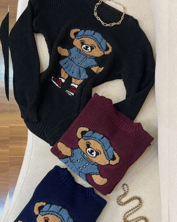 Blusa Tricô Ursinho feminina tamanho único