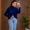 Blusa Tricô Assimétrica Feminina