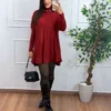 poncho-bordo Poncho Tricô Gola Alta Preto