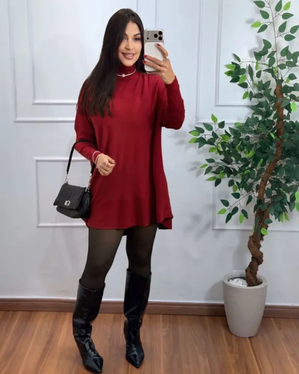 poncho-bordo-2 Poncho Tricô Gola Alta Preto