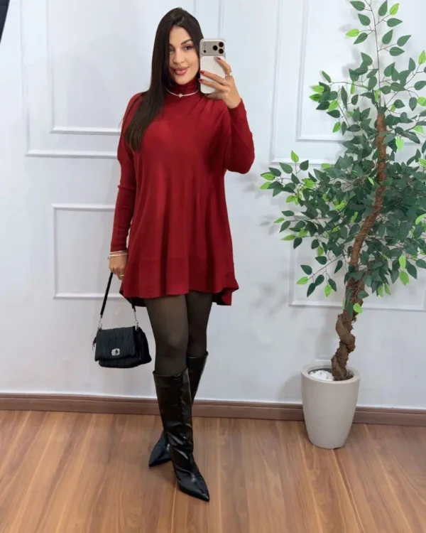 poncho-bordo Poncho Tricô Gola Alta Preto