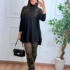 poncho-preto-1 Poncho Tricô Gola Alta Preto