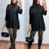 poncho-preto Poncho Tricô Gola Alta Preto